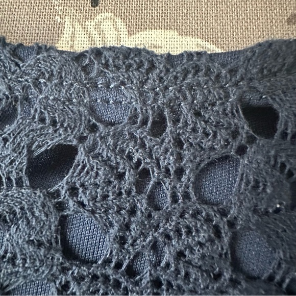 As U Wish Women's M Navy Blue Midi Pullover Sleeved Knit Bidycon Crochet Dress - Picture 6 of 15